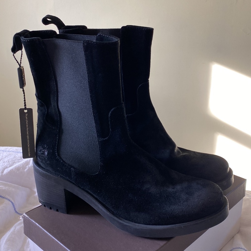 Italian Handcrafted Distressed High Quality Black Suede Boots New  NeverUsed
